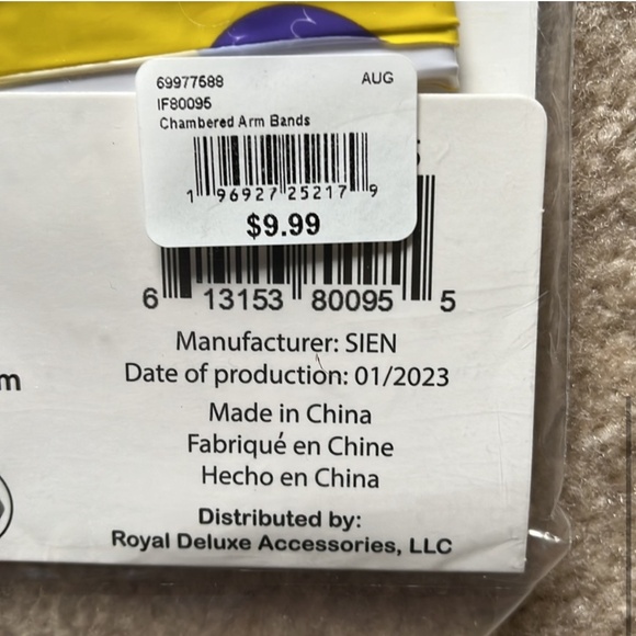 NWT Inflatable arm bands, mermaid theme, ages 3-6 yrs - Picture 7 of 7